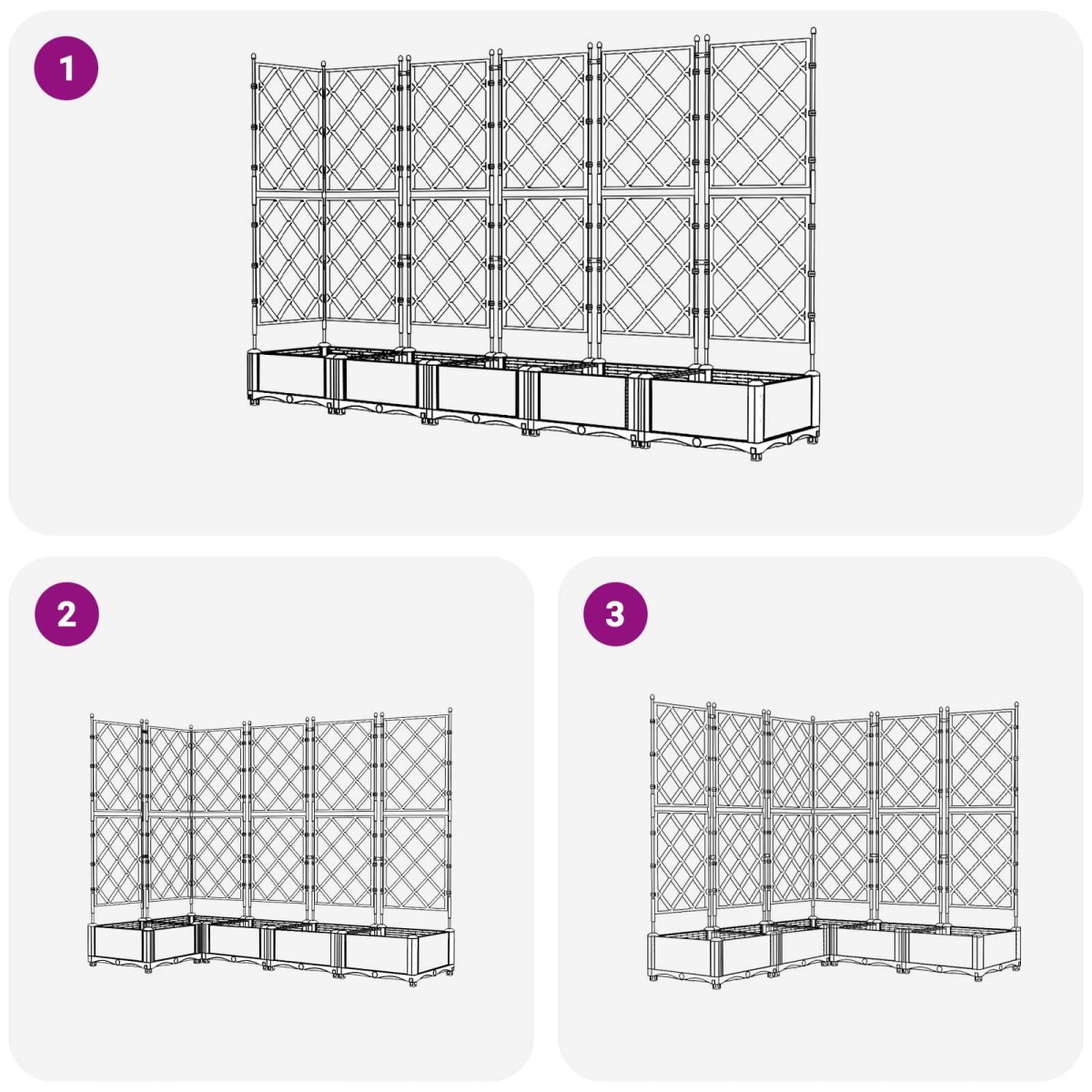 vidaXL Γλάστρα Κήπου 5 τμχ. Γκρι 120 x 120 x 125,5 εκ. PP