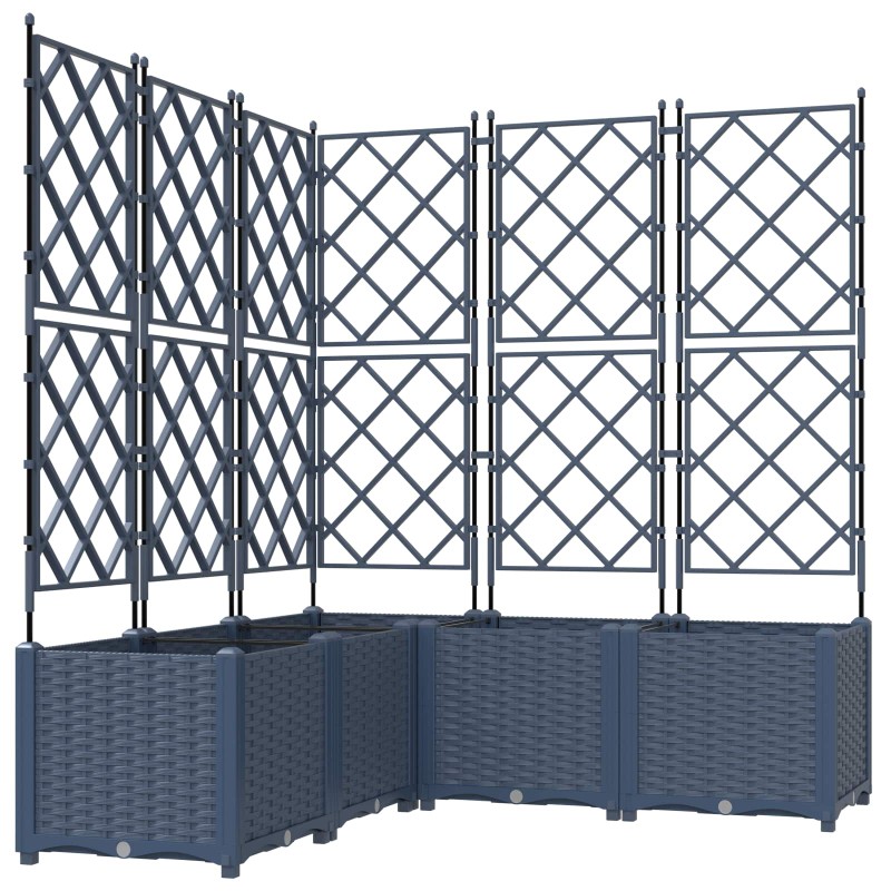 vidaXL Γλάστρα Κήπου 5 τμχ. Γκρι 120 x 120 x 143 εκ. PP