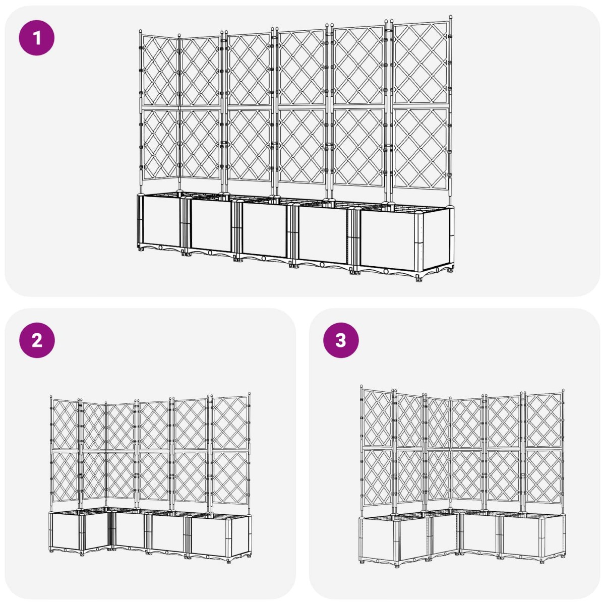 vidaXL Γλάστρα Κήπου 5 τμχ. Γκρι 120 x 120 x 143 εκ. PP