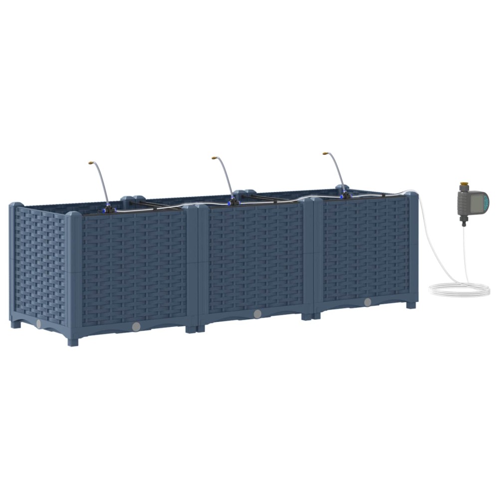 vidaXL Γλάστρα Κήπου 3 τμχ. Γκρι 120 x 40 x 37,5 cm PP