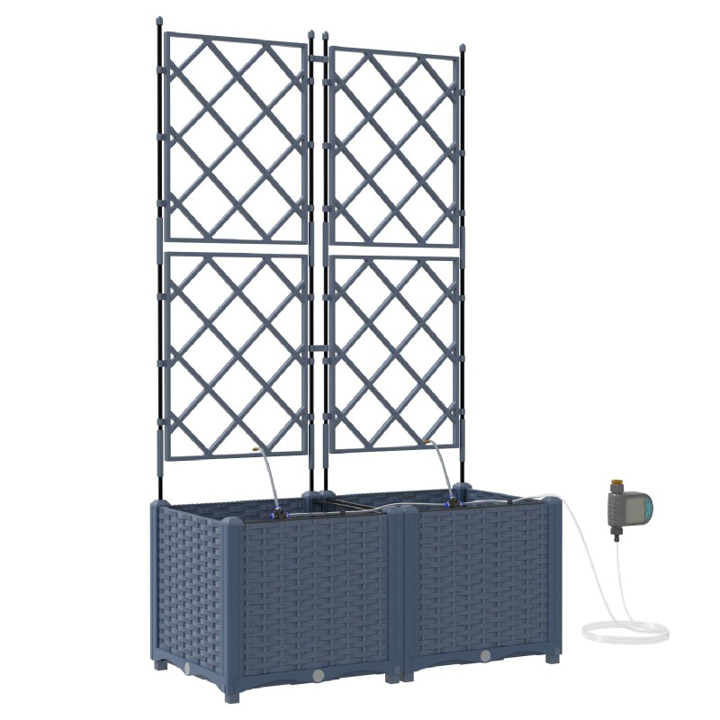 vidaXL Γλάστρα Κήπου 2 τμχ. Γκρι 80 x 40 x 142 cm PP