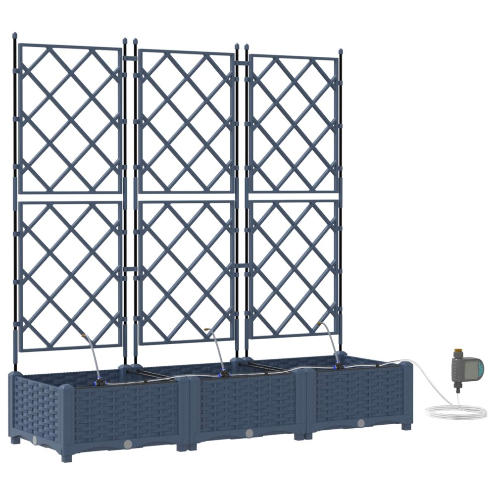 vidaXL Γλάστρα Κήπου 3 τμχ. Γκρι 120 x 40 x 126 cm PP