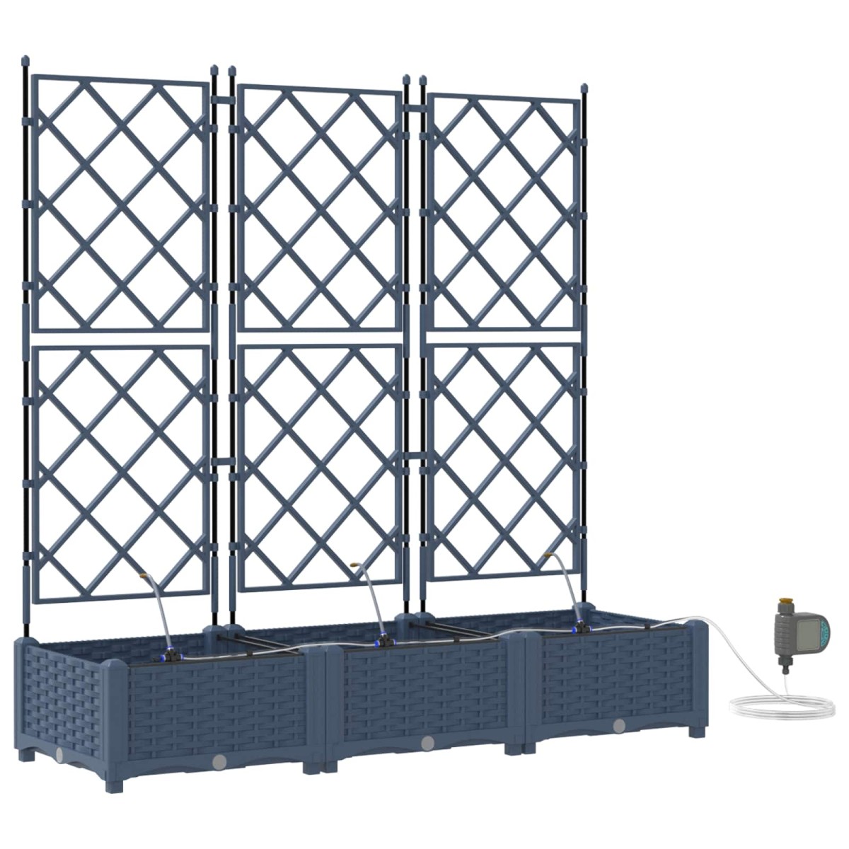 vidaXL Γλάστρα Κήπου 3 τμχ. Γκρι 120 x 40 x 126 cm PP