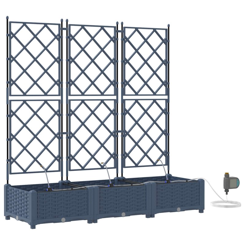 vidaXL Γλάστρα Κήπου 3 τμχ. Γκρι 120 x 40 x 126 cm PP