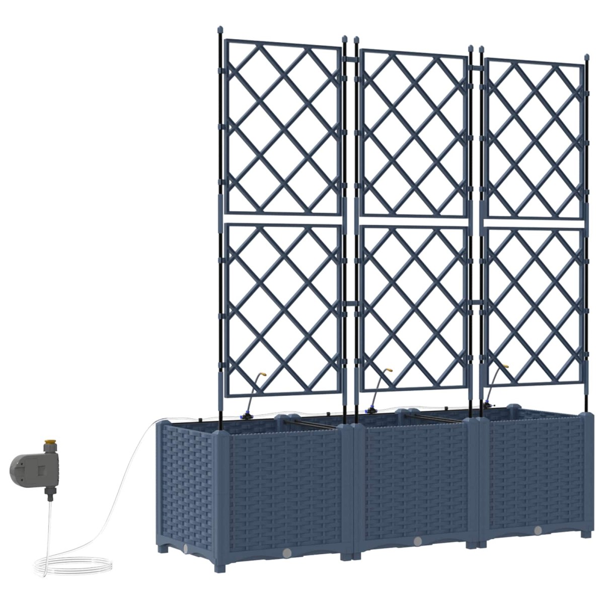 vidaXL Γλάστρα Κήπου 3 τμχ. Γκρι 120 x 40 x 142 cm PP