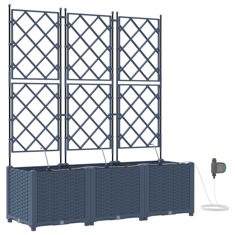 vidaXL Γλάστρα Κήπου 3 τμχ. Γκρι 120 x 40 x 142 cm PP