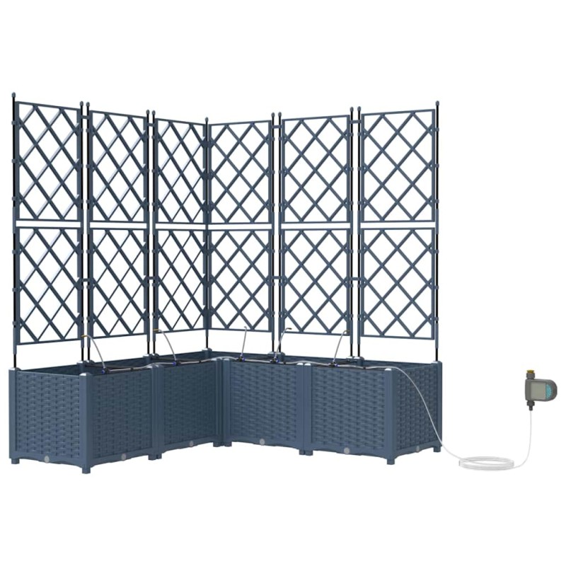 vidaXL Γλάστρα Κήπου 5 τμχ. Γκρι 120 x 120 x 142 cm PP