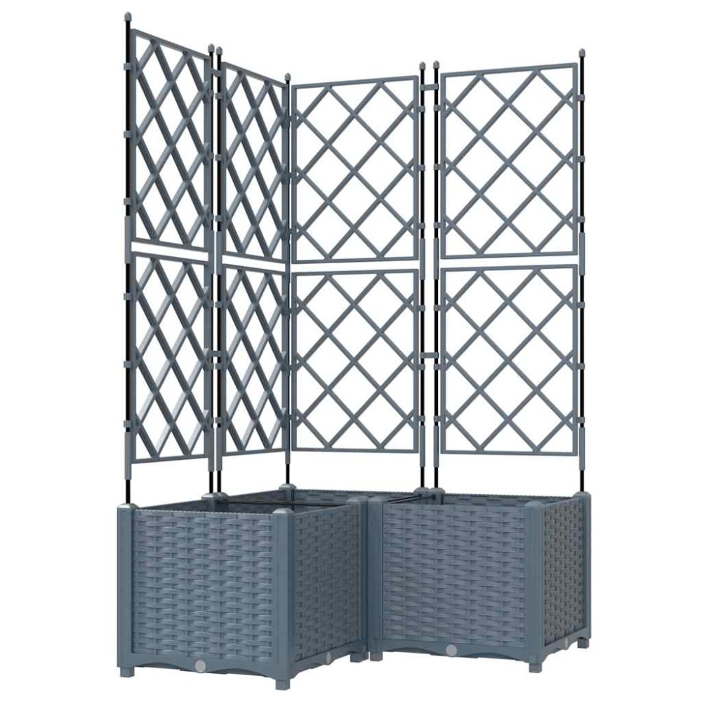 vidaXL Γλάστρα Κήπου 3 τμχ. Ανοιχτό Γκρι 80 x 80 x 143 εκ. PP