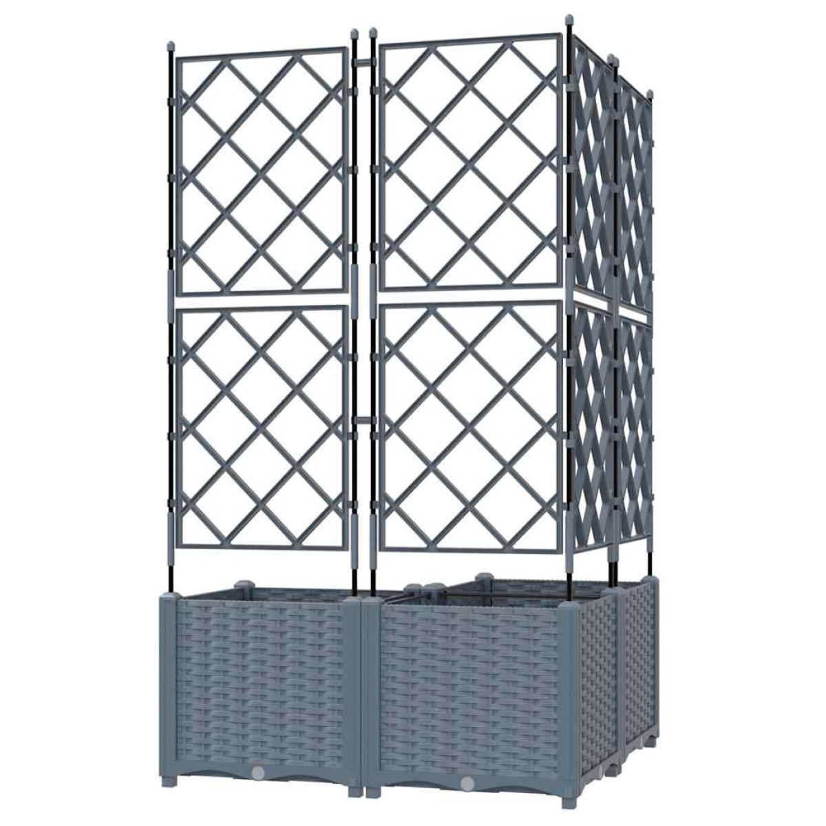 vidaXL Γλάστρα Κήπου 3 τμχ. Ανοιχτό Γκρι 80 x 80 x 143 εκ. PP