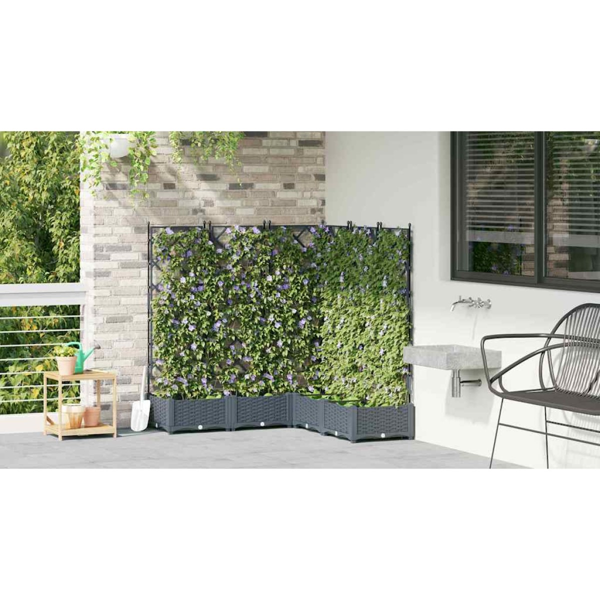 vidaXL Γλάστρα Κήπου 5 τμχ. Ανοιχτό Γκρι 120 x 120 x 125,5 εκ. PP