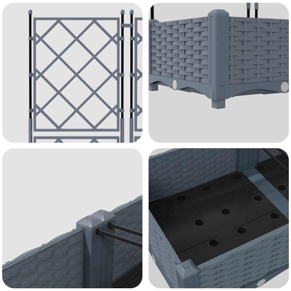 vidaXL Γλάστρα Κήπου 5 τμχ. Ανοιχτό Γκρι 120 x 120 x 125,5 εκ. PP