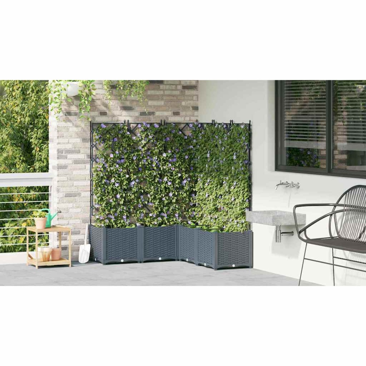 vidaXL Γλάστρα Κήπου 5 τμχ. Ανοιχτό Γκρι 120 x 120 x 143 εκ. PP
