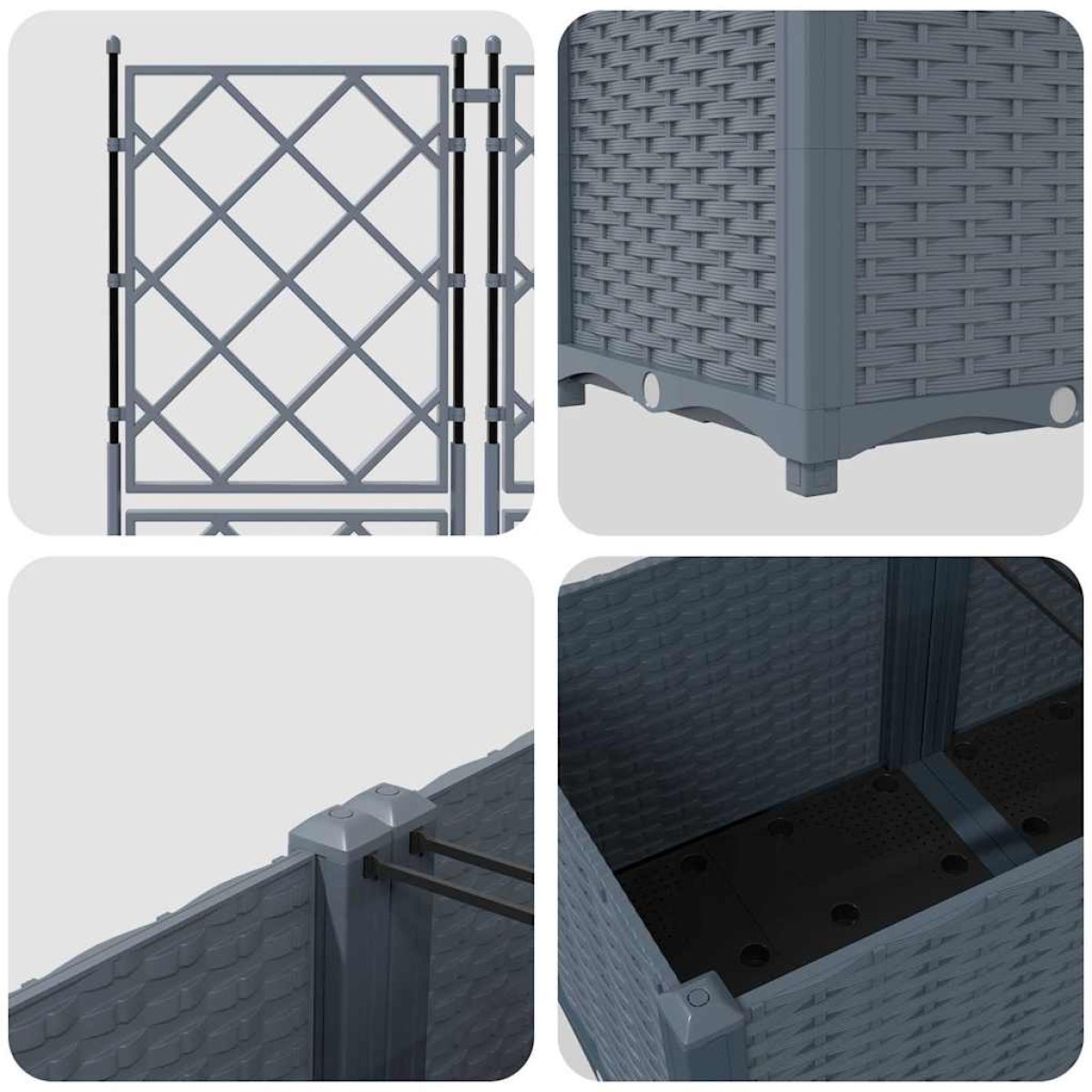 vidaXL Γλάστρα Κήπου 5 τμχ. Ανοιχτό Γκρι 120 x 120 x 143 εκ. PP