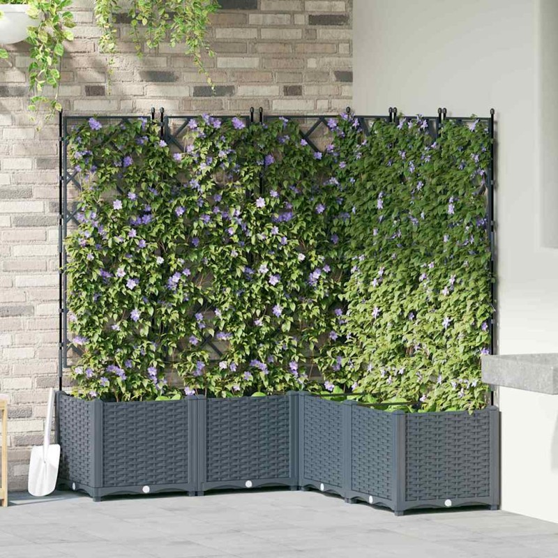 vidaXL Γλάστρα Κήπου 5 τμχ. Ανοιχτό Γκρι 120 x 120 x 143 εκ. PP