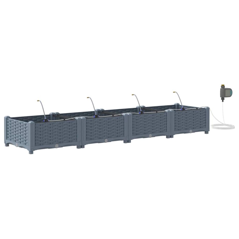 vidaXL Γλάστρα Κήπου 4 τμχ. Ανοιχτό Γκρι 160 x 40 x 22 cm PP