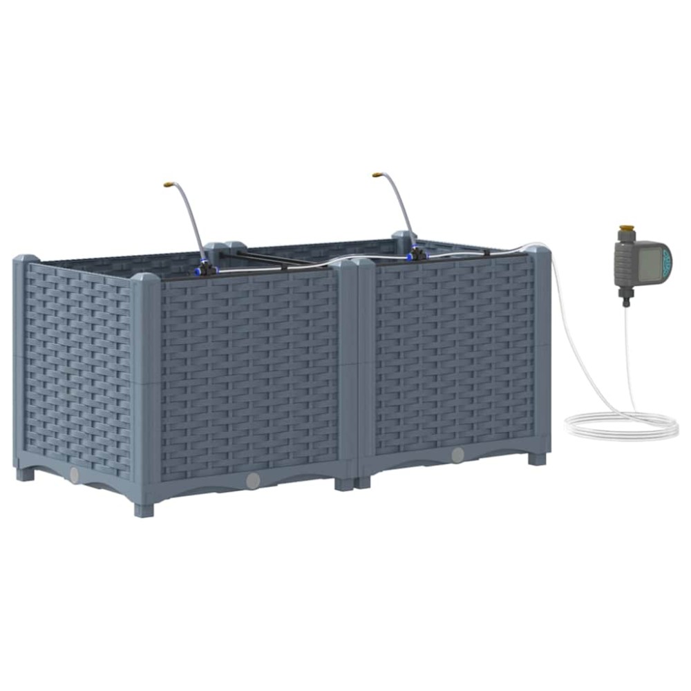 vidaXL Γλάστρα Κήπου 2 τμχ. Ανοιχτό Γκρι 80 x 40 x 37,5 cm PP