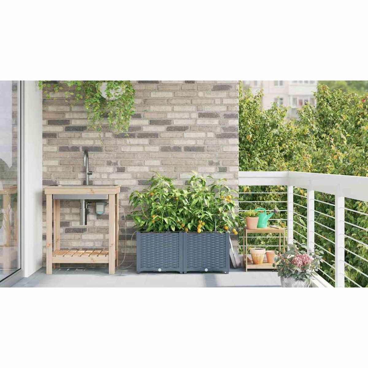 vidaXL Γλάστρα Κήπου 2 τμχ. Ανοιχτό Γκρι 80 x 40 x 37,5 cm PP