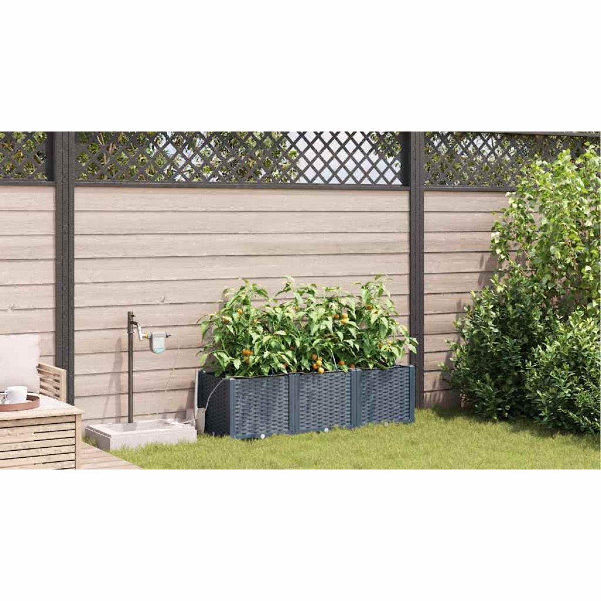 vidaXL Γλάστρα Κήπου 3 τμχ. Ανοιχτό Γκρι 120 x 40 x 37,5 cm PP
