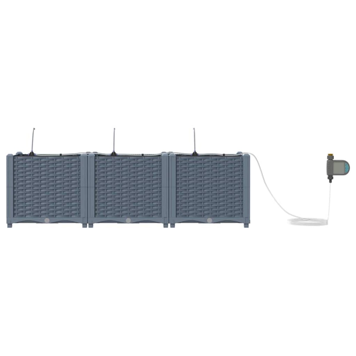 vidaXL Γλάστρα Κήπου 3 τμχ. Ανοιχτό Γκρι 120 x 40 x 37,5 cm PP