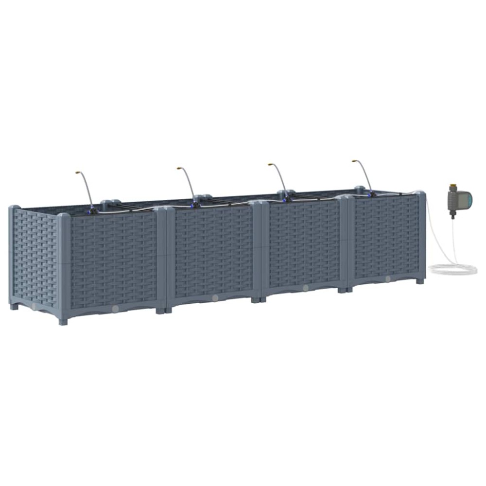 vidaXL Γλάστρα Κήπου 4 τμχ. Ανοιχτό Γκρι 160 x 40 x 37,5 cm PP