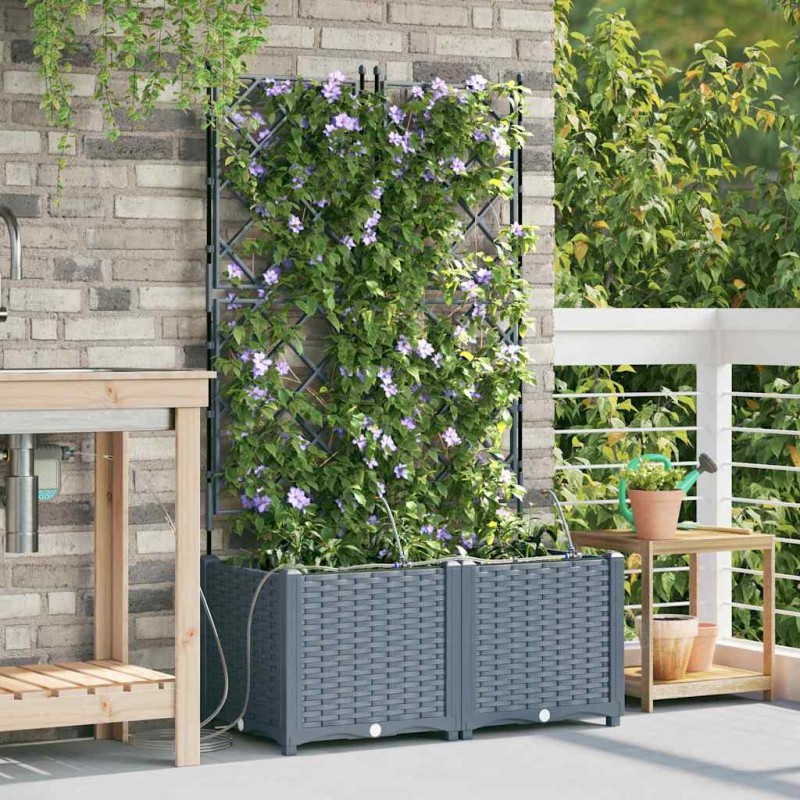 vidaXL Γλάστρα Κήπου 2 τμχ. Ανοιχτό Γκρι 80 x 40 x 142 cm PP