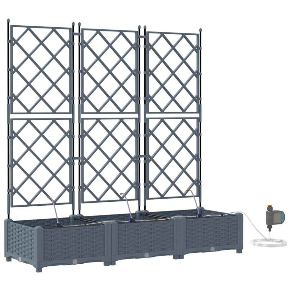 vidaXL Γλάστρα Κήπου 3 τμχ. Ανοιχτό Γκρι 120 x 40 x 126 cm PP