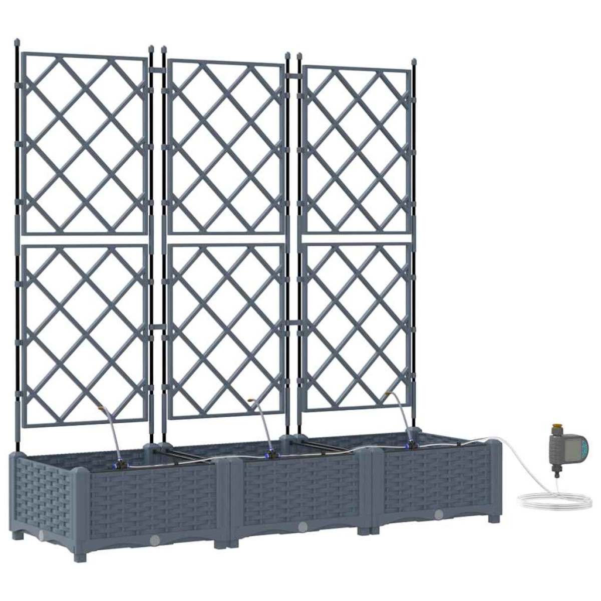 vidaXL Γλάστρα Κήπου 3 τμχ. Ανοιχτό Γκρι 120 x 40 x 126 cm PP