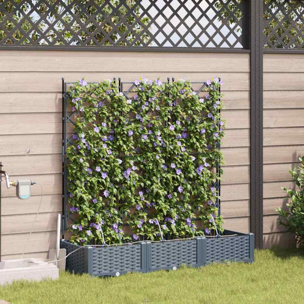 vidaXL Γλάστρα Κήπου 3 τμχ. Ανοιχτό Γκρι 120 x 40 x 126 cm PP