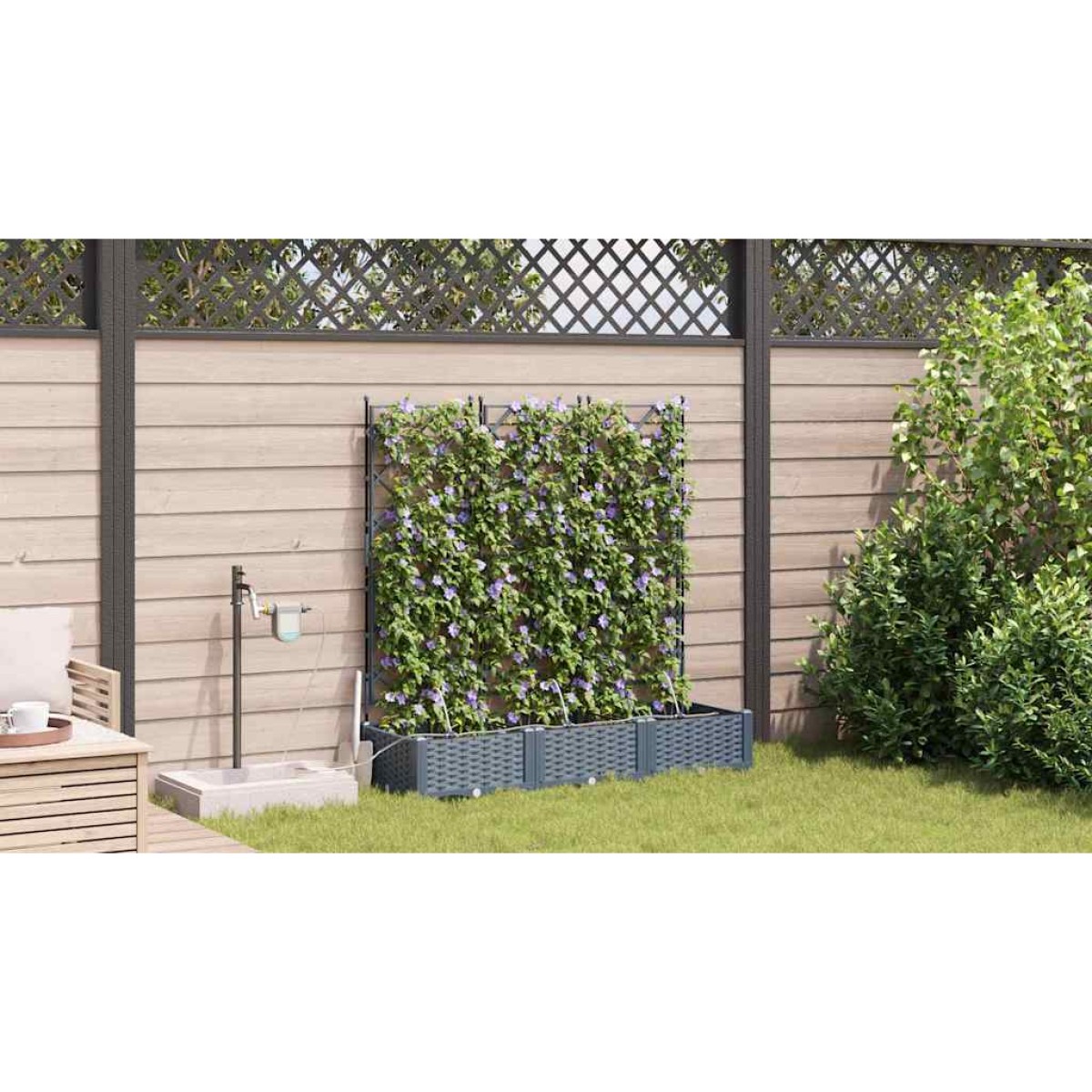 vidaXL Γλάστρα Κήπου 3 τμχ. Ανοιχτό Γκρι 120 x 40 x 126 cm PP