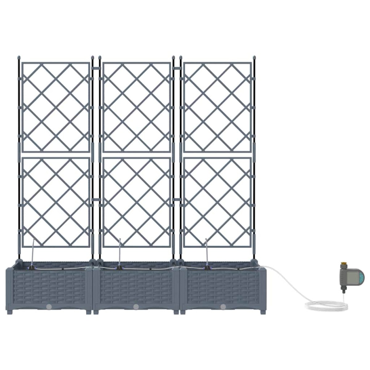 vidaXL Γλάστρα Κήπου 3 τμχ. Ανοιχτό Γκρι 120 x 40 x 126 cm PP
