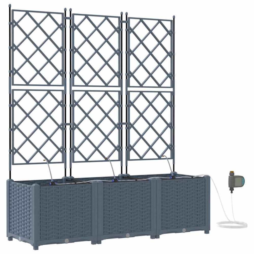 vidaXL Γλάστρα Κήπου 3 τμχ. Ανοιχτό Γκρι 120 x 40 x 142 cm PP