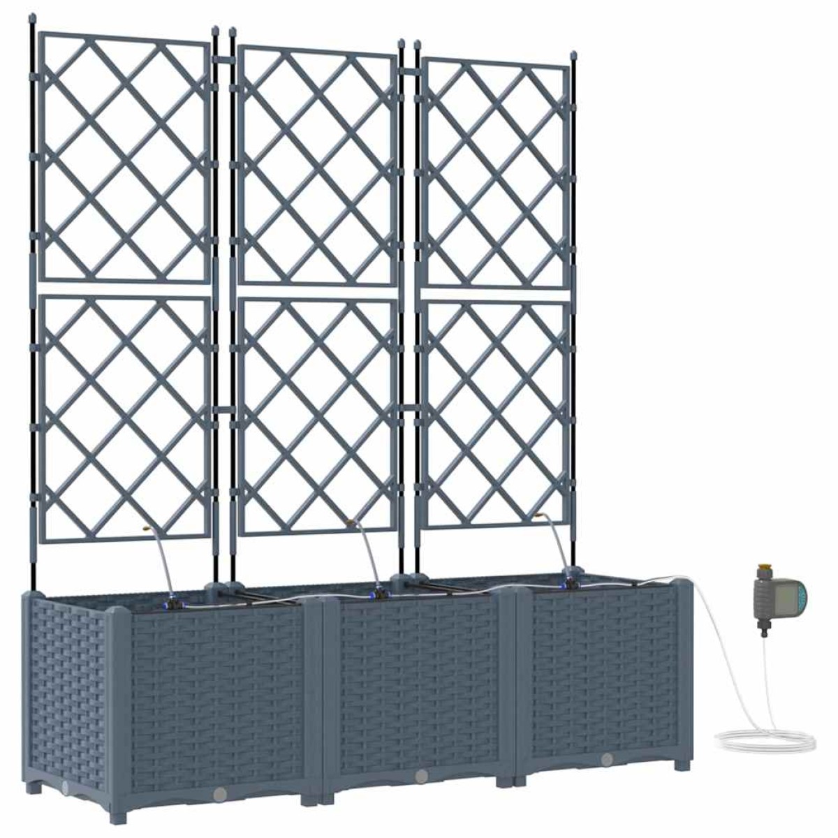 vidaXL Γλάστρα Κήπου 3 τμχ. Ανοιχτό Γκρι 120 x 40 x 142 cm PP