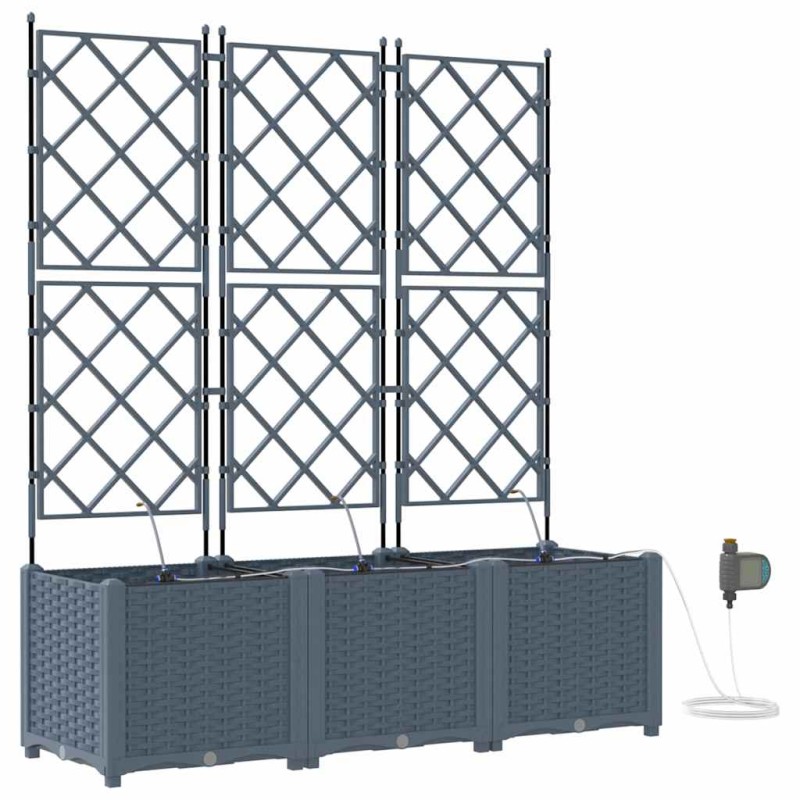 vidaXL Γλάστρα Κήπου 3 τμχ. Ανοιχτό Γκρι 120 x 40 x 142 cm PP