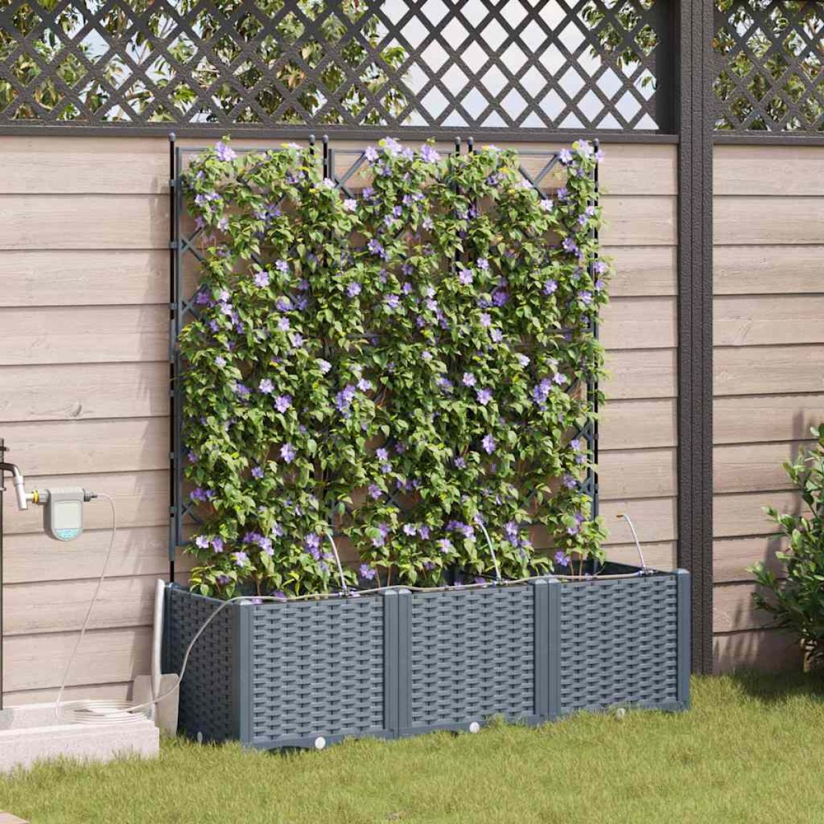 vidaXL Γλάστρα Κήπου 3 τμχ. Ανοιχτό Γκρι 120 x 40 x 142 cm PP