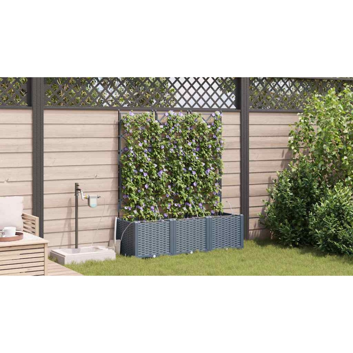 vidaXL Γλάστρα Κήπου 3 τμχ. Ανοιχτό Γκρι 120 x 40 x 142 cm PP