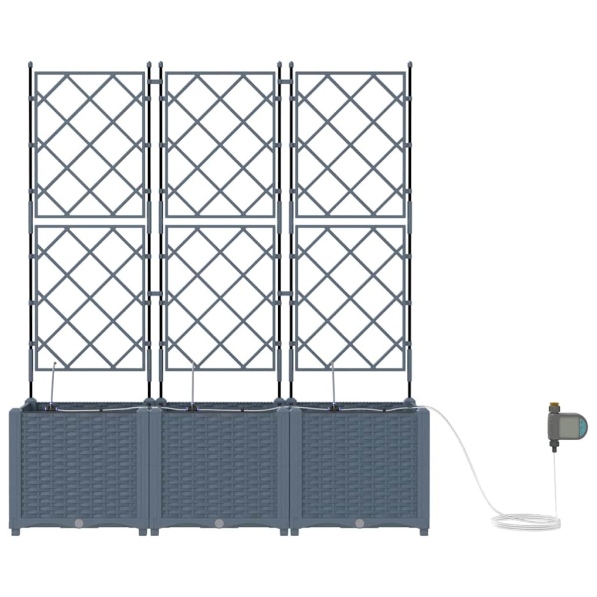 vidaXL Γλάστρα Κήπου 3 τμχ. Ανοιχτό Γκρι 120 x 40 x 142 cm PP