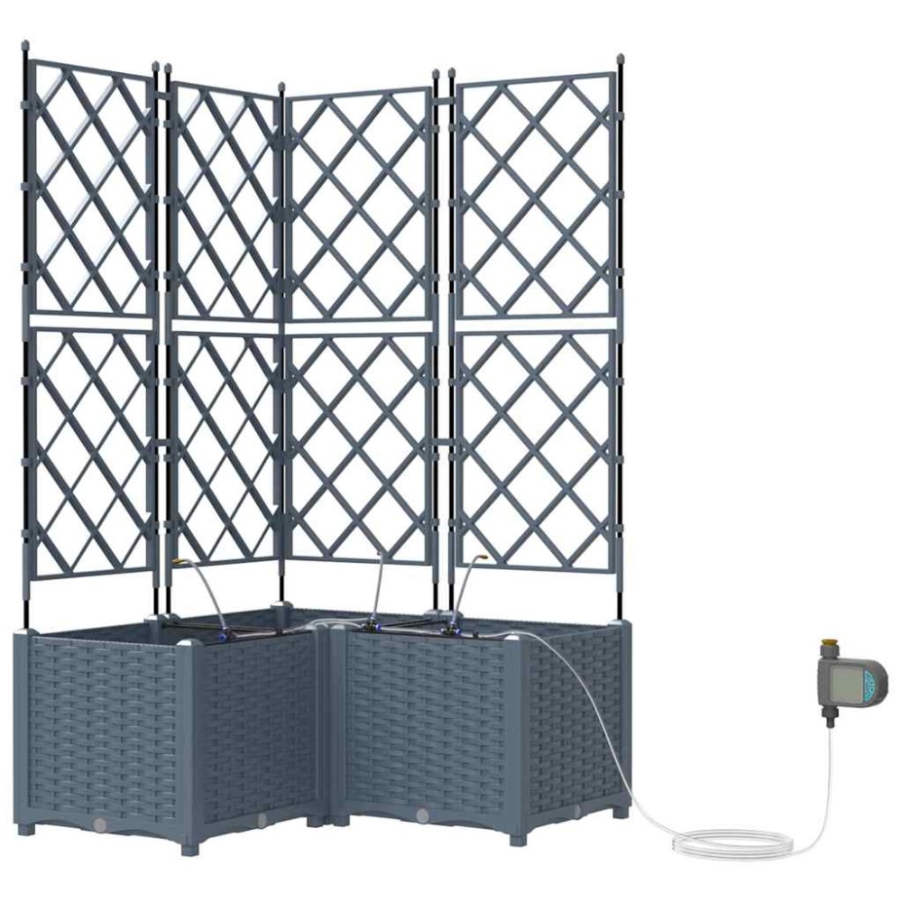 vidaXL Γλάστρα Κήπου 3 τμχ. Ανοιχτό Γκρι 80 x 80 x 142 cm PP