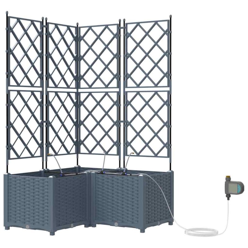 vidaXL Γλάστρα Κήπου 3 τμχ. Ανοιχτό Γκρι 80 x 80 x 142 cm PP