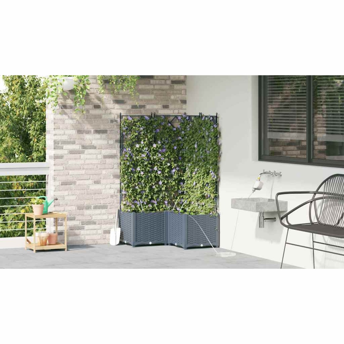 vidaXL Γλάστρα Κήπου 3 τμχ. Ανοιχτό Γκρι 80 x 80 x 142 cm PP