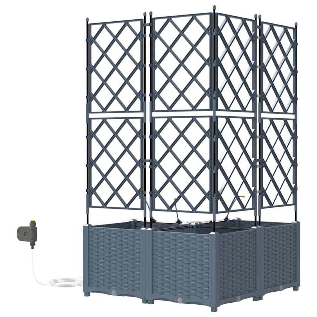 vidaXL Γλάστρα Κήπου 3 τμχ. Ανοιχτό Γκρι 80 x 80 x 142 cm PP