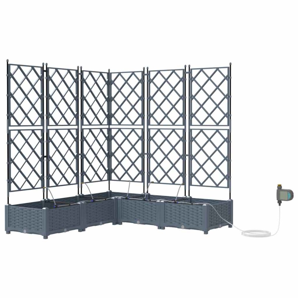 vidaXL Γλάστρα Κήπου 5 τμχ. Ανοιχτό Γκρι 120 x 120 x 126 cm PP