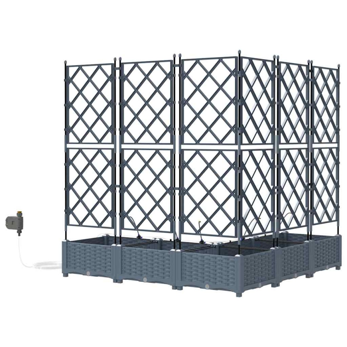 vidaXL Γλάστρα Κήπου 5 τμχ. Ανοιχτό Γκρι 120 x 120 x 126 cm PP
