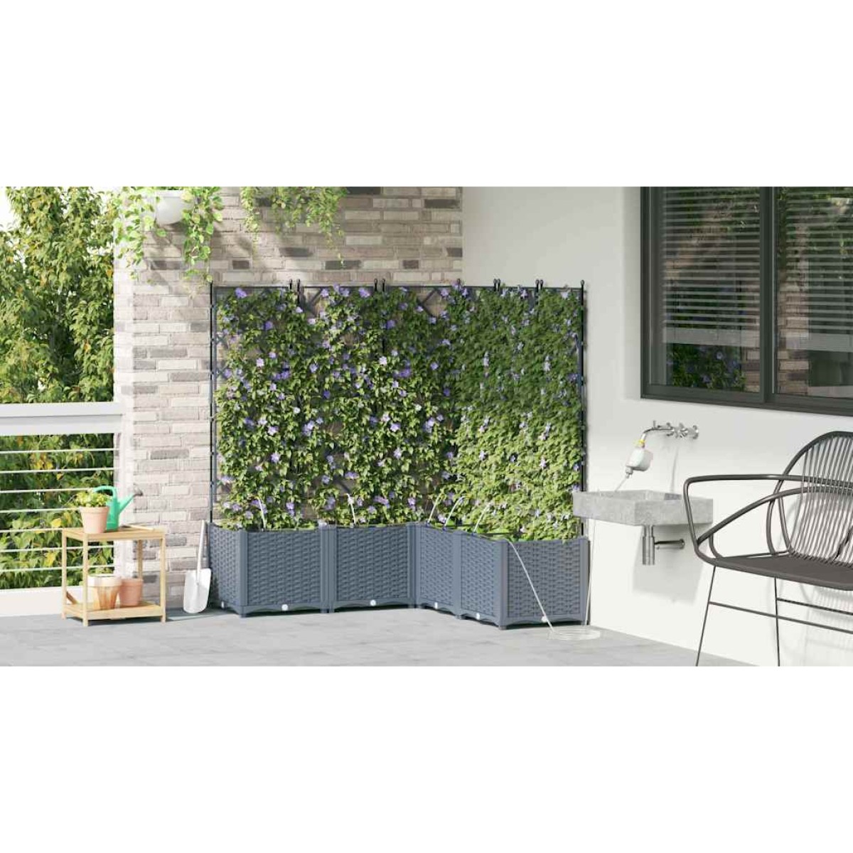 vidaXL Γλάστρα Κήπου 5 τμχ. Ανοιχτό Γκρι 120 x 120 x 142 cm PP