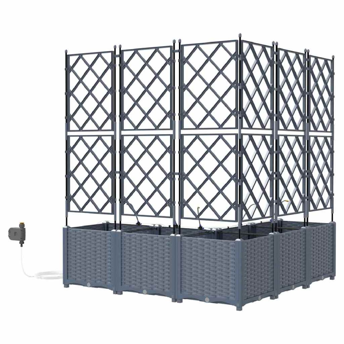 vidaXL Γλάστρα Κήπου 5 τμχ. Ανοιχτό Γκρι 120 x 120 x 142 cm PP