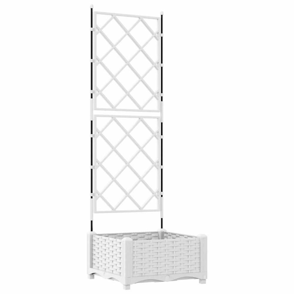 vidaXL Γλάστρα Κήπου Λευκό 40 x 40 x 125,5 εκ. PP