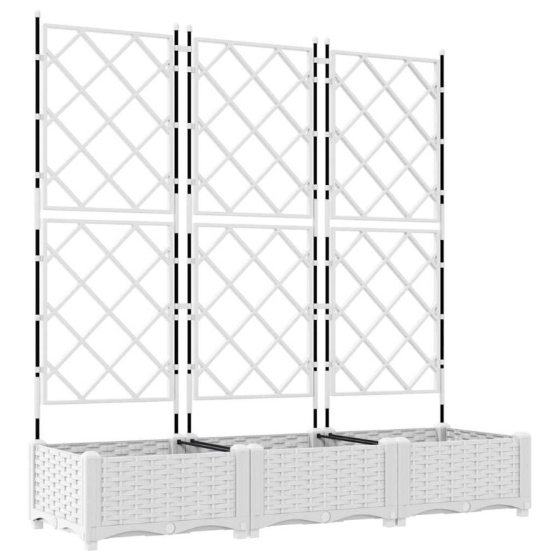 vidaXL Γλάστρα Κήπου 3 τμχ. Λευκό 120 x 40 x 125,5 εκ. PP