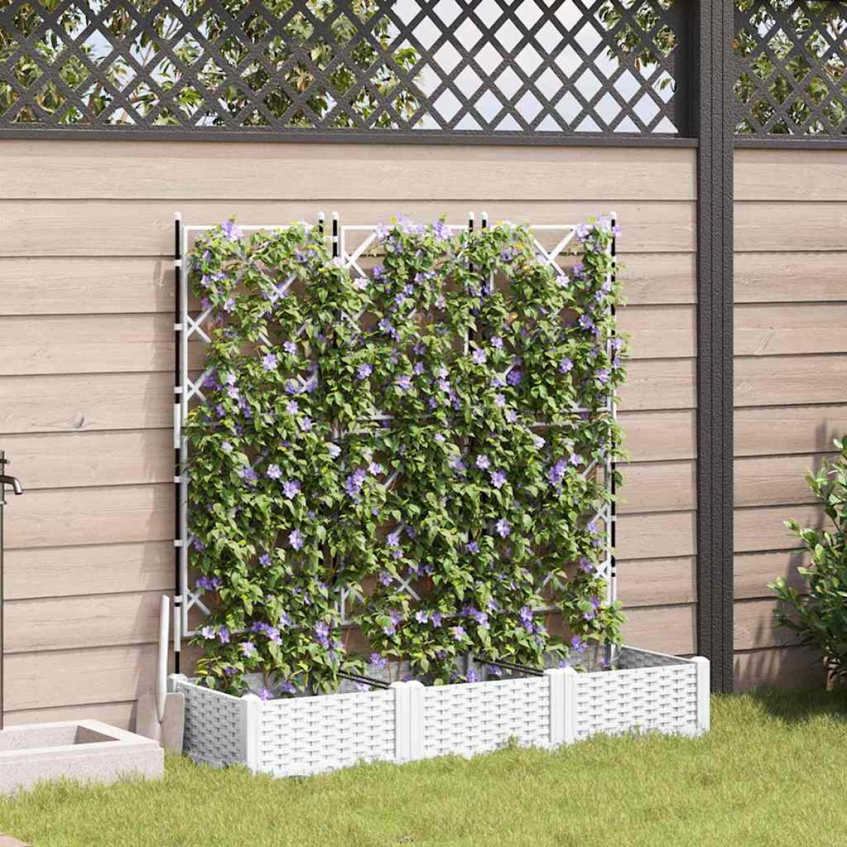 vidaXL Γλάστρα Κήπου 3 τμχ. Λευκό 120 x 40 x 125,5 εκ. PP