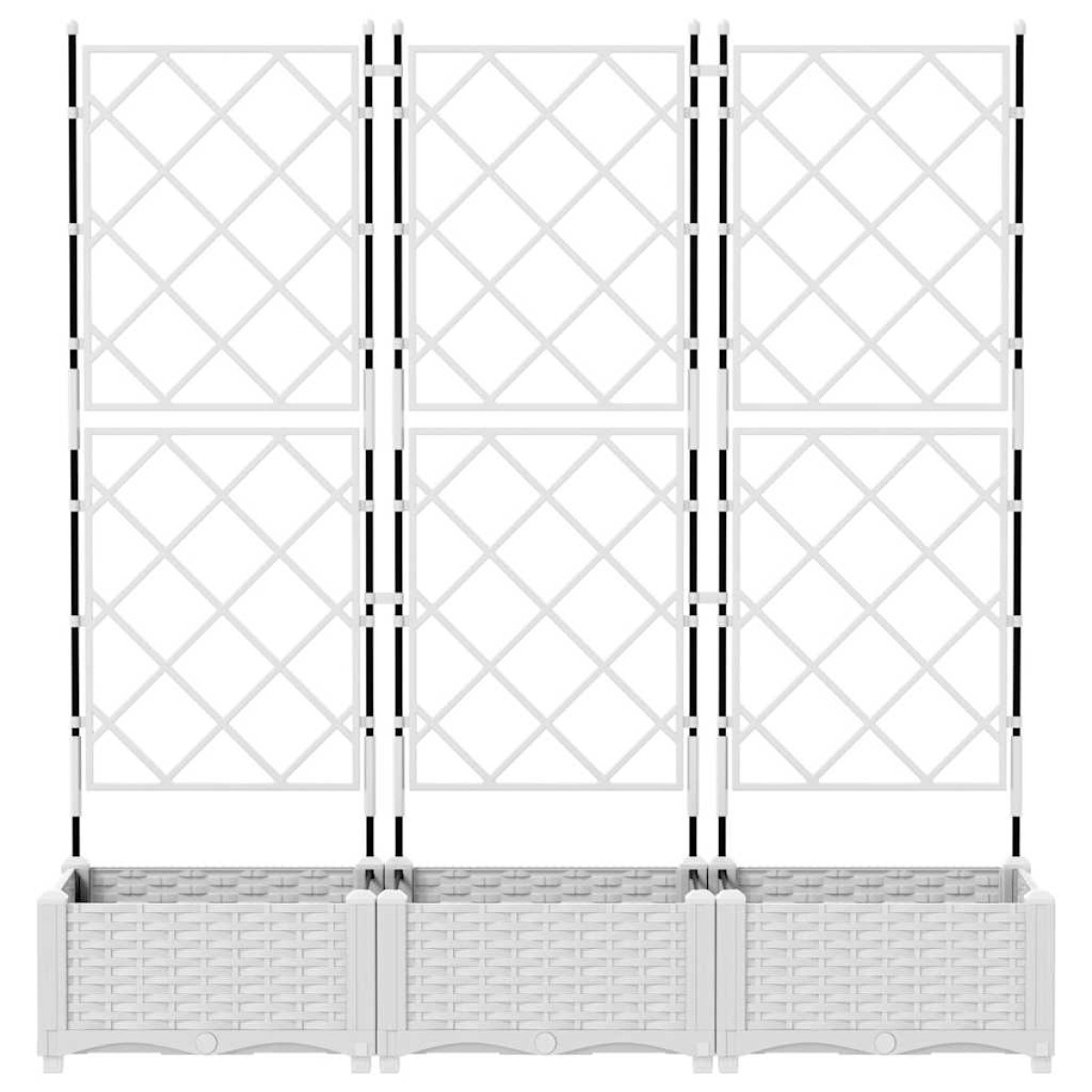 vidaXL Γλάστρα Κήπου 3 τμχ. Λευκό 120 x 40 x 125,5 εκ. PP