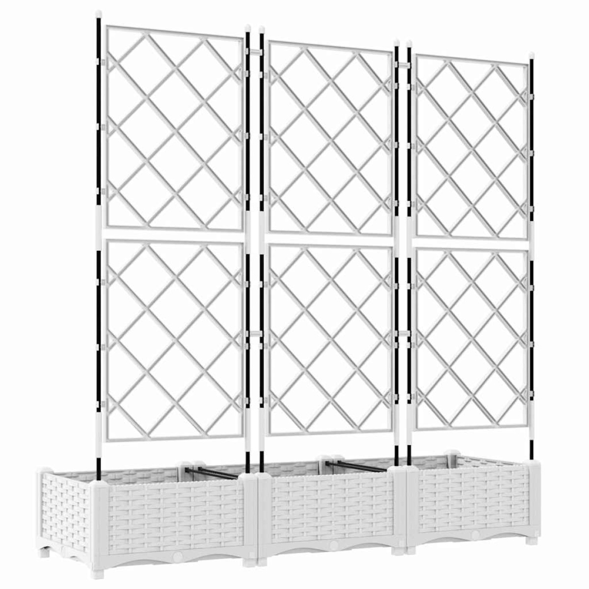 vidaXL Γλάστρα Κήπου 3 τμχ. Λευκό 120 x 40 x 125,5 εκ. PP