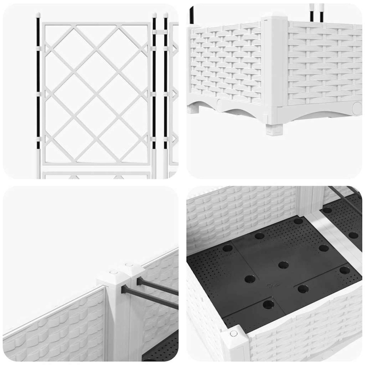 vidaXL Γλάστρα Κήπου 3 τμχ. Λευκό 120 x 40 x 125,5 εκ. PP